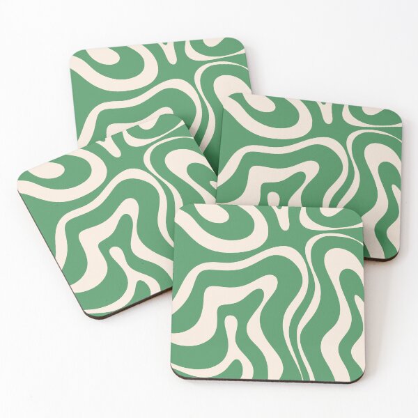 Item preview, Retro Modern Liquid Swirl Green and Cream Groovy Abstract Pattern designed and sold by kierkegaard.