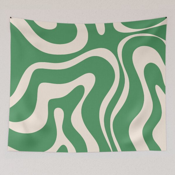 Item preview, Retro Modern Liquid Swirl Green and Cream Groovy Abstract Pattern designed and sold by kierkegaard.