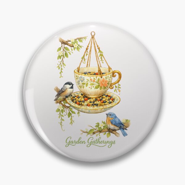 Item preview, Garden Gatherings Floral Teacup Bird Feeder with Songbirds designed and sold by inkoutninja.