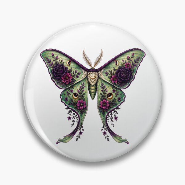 Item preview, Luna Moth with Gothic Roses Dark Botanical Floral Fantasy designed and sold by RoPrincess.