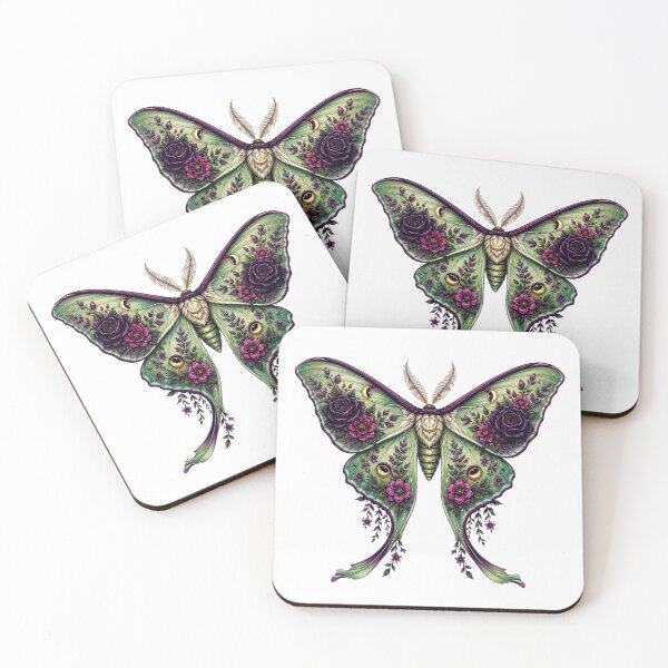 Item preview, Luna Moth with Gothic Roses Dark Botanical Floral Fantasy designed and sold by RoPrincess.