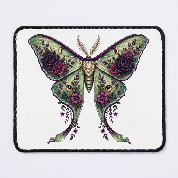 Item preview, Luna Moth with Gothic Roses Dark Botanical Floral Fantasy designed and sold by RoPrincess.