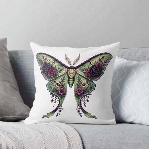 Item preview, Luna Moth with Gothic Roses Dark Botanical Floral Fantasy designed and sold by RoPrincess.