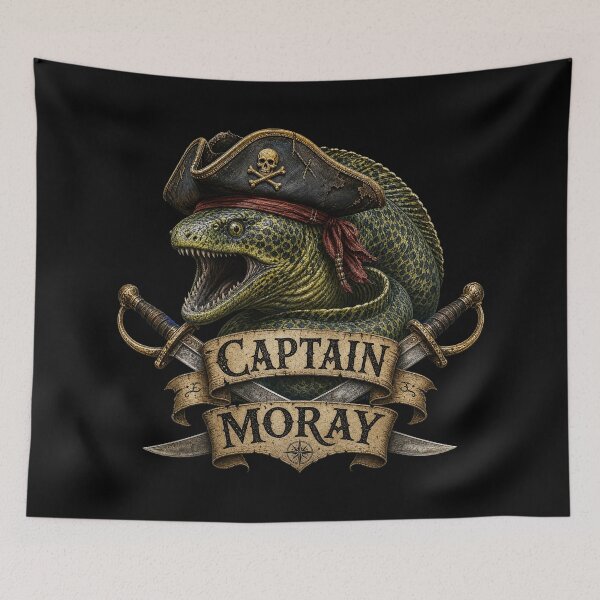 Item preview, Pirate Moray Eel Nautical Vintage T-Shirt Design designed and sold by Uglyandcute.