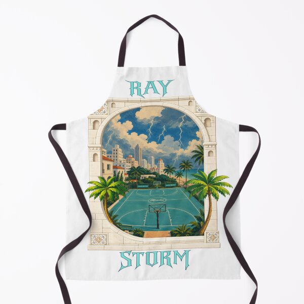 Item preview, Miami Beach Storm Basketball Court Vintage Travel Poster | Tropical Coastal Illustration designed and sold by RAYapparel.