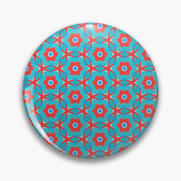 Item preview, Bright Red Blue Floral Geometric Pattern designed and sold by SweetLilith.