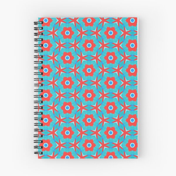 Item preview, Bright Red Blue Floral Geometric Pattern designed and sold by SweetLilith.