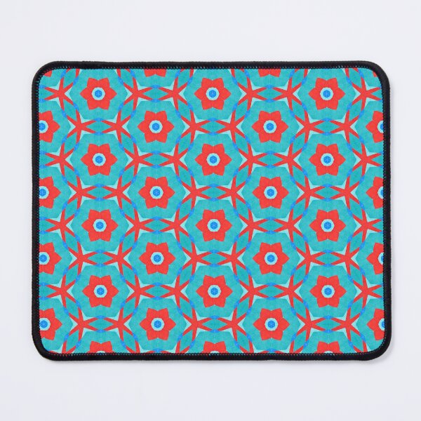 Item preview, Bright Red Blue Floral Geometric Pattern designed and sold by SweetLilith.