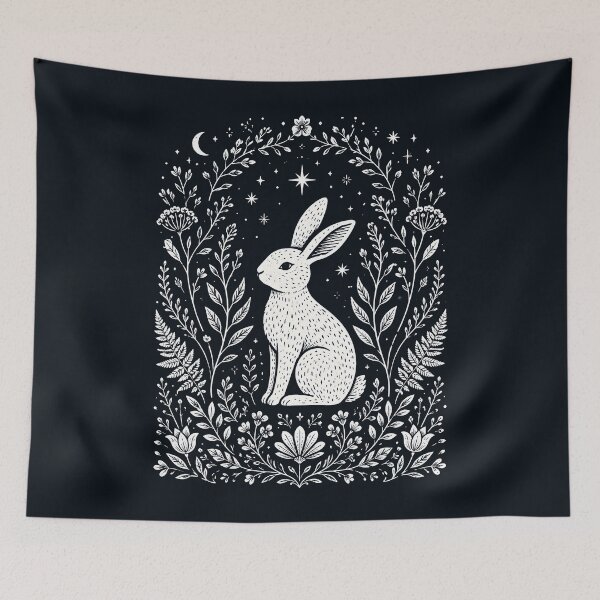 Item preview, Celestial Hare in the Midnight Wildflower Garden designed and sold by Victor Shadehorn.