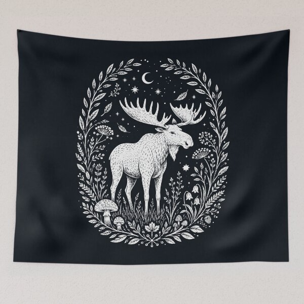 Item preview, Moonlit Moose in the Enchanted Forest designed and sold by Victor Shadehorn.