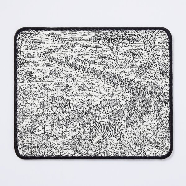 Item preview, African Elephants Migration Savannah Line Art Print designed and sold by SoftSpaceDesign.