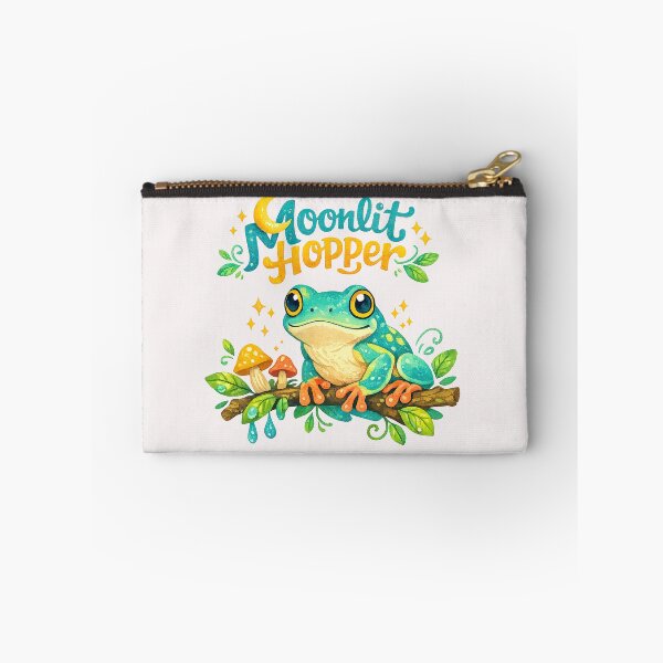 Item preview, Moonlit Hopper Cute Frog on Branch with Mushrooms designed and sold by inkoutninja.