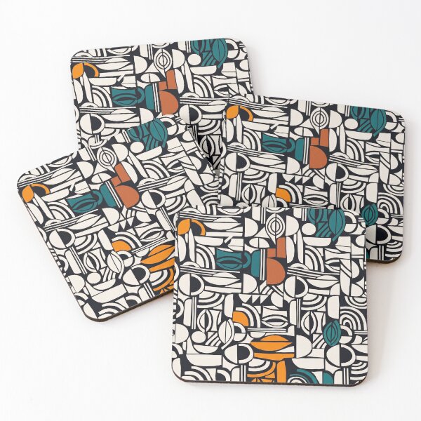 Item preview, Teal Orange Black White Geometric Dress Design | Modern Abstract Fashion Pattern | Colorful Minimalist Style designed and sold by Softbear Atelier.