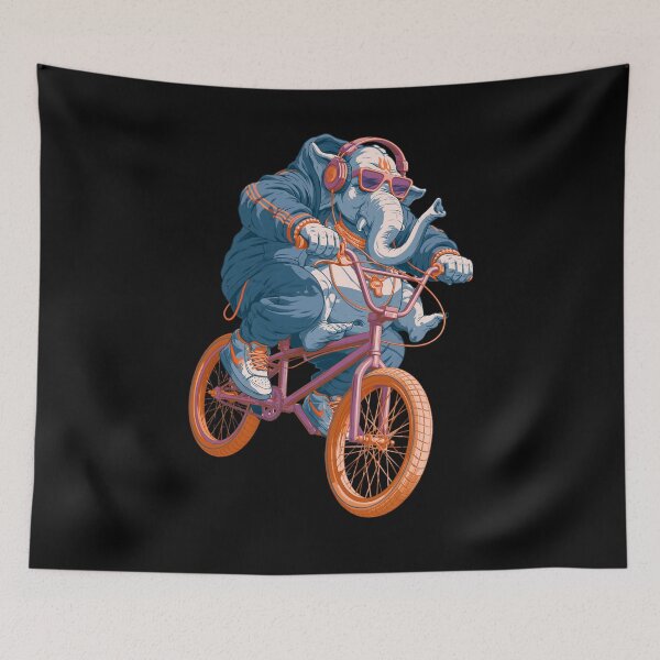 Item preview, Cool Streetwear Elephant Riding BMX Bicycle Art designed and sold by PANNARUK THAILAND.