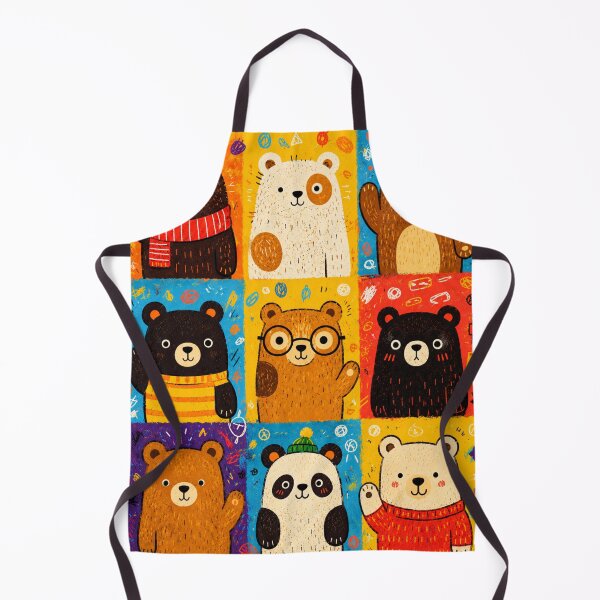 Item preview, Colorful Pop Art Bear Grid Illustration | Cute Whimsical Cartoon Bear Pattern designed and sold by Peanutspixel.