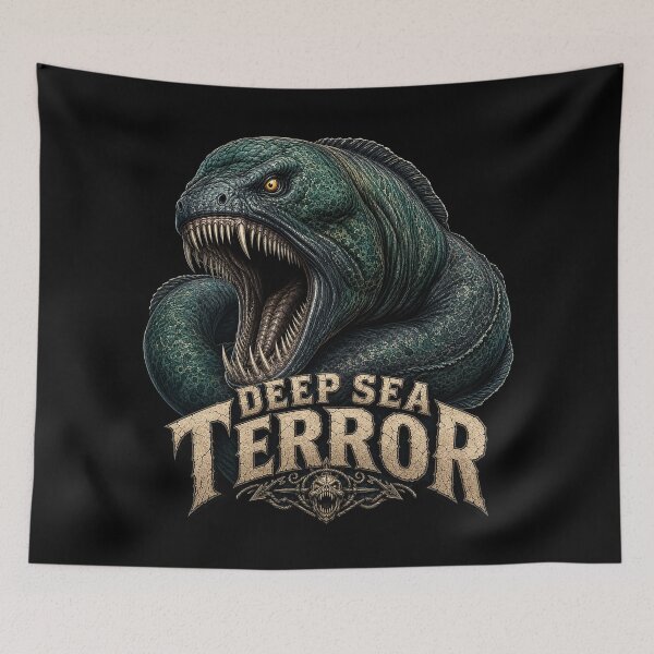 Item preview, Deep Sea Horror Moray Eel Vintage Marine Monster T-Shirt designed and sold by Uglyandcute.