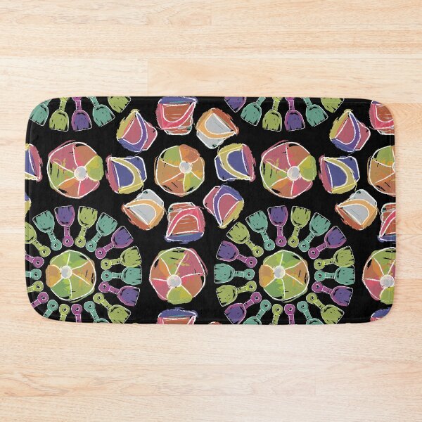 Item preview,  Watercolor Shovel & Bucket Radials with Beach Balls on Black designed and sold by Digitalmyth's Designs.
