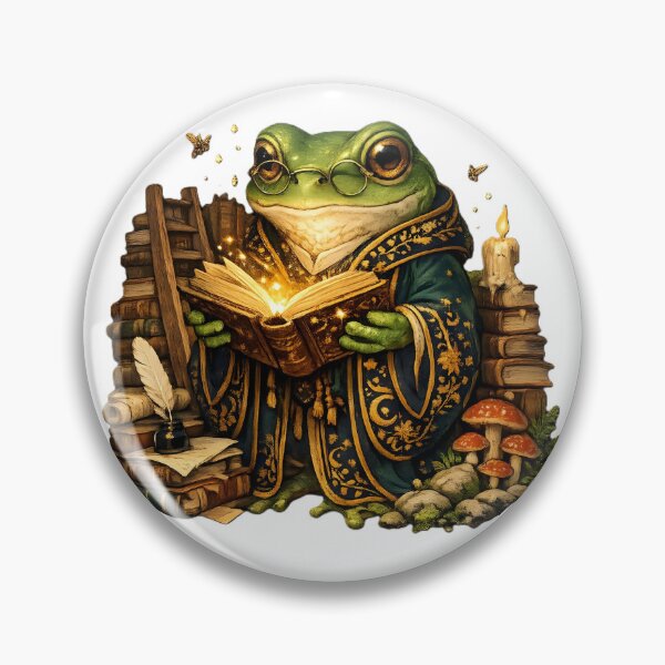 Item preview, Cute Frog Librarian Reading Ancient Books | Cottagecore Library Art designed and sold by emotions23.
