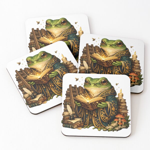 Item preview, Cute Frog Librarian Reading Ancient Books | Cottagecore Library Art designed and sold by emotions23.