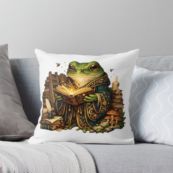 Item preview, Cute Frog Librarian Reading Ancient Books | Cottagecore Library Art designed and sold by emotions23.