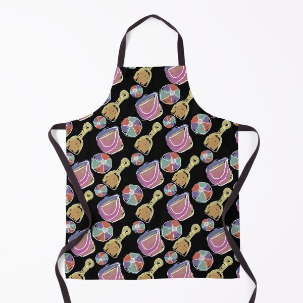 Item preview, Watercolor Shovel & Bucket Diagonals with Beach Balls on Black designed and sold by Digitalmyth's Designs.