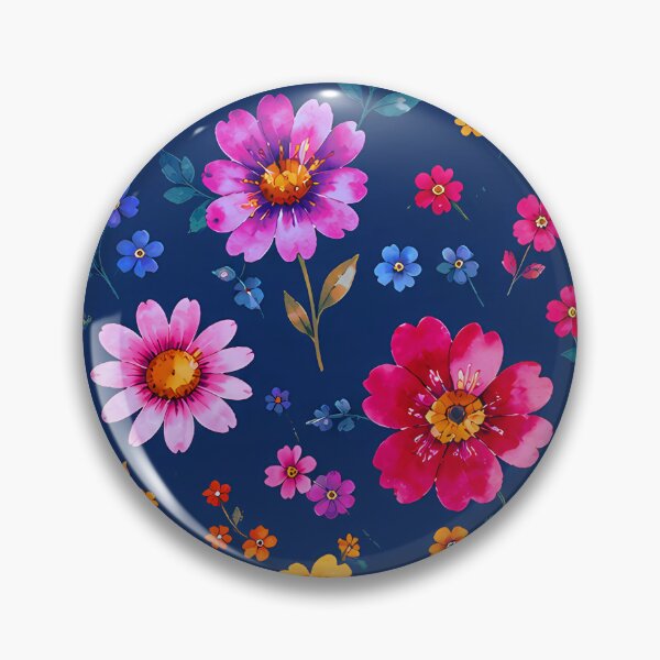 Item preview, Vibrant Expressive Watercolor Floral Navy Pattern designed and sold by zenjiinspired.