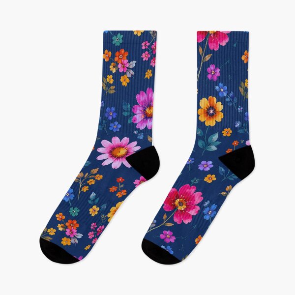 Item preview, Vibrant Expressive Watercolor Floral Navy Pattern designed and sold by zenjiinspired.
