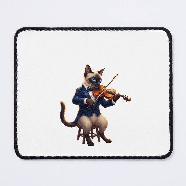 Item preview, Feline Melody: Siamese Violinist at Sunset on White designed and sold by PictoVibe.