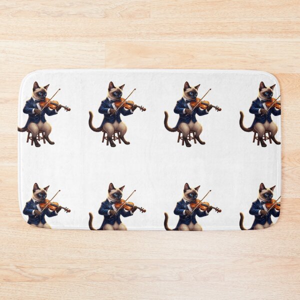 Item preview, Feline Melody: Siamese Violinist at Sunset on White designed and sold by PictoVibe.