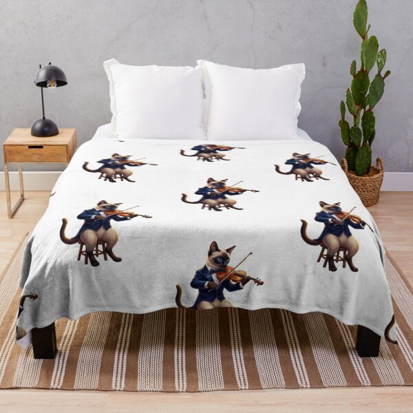 Item preview, Feline Melody: Siamese Violinist at Sunset on White designed and sold by PictoVibe.