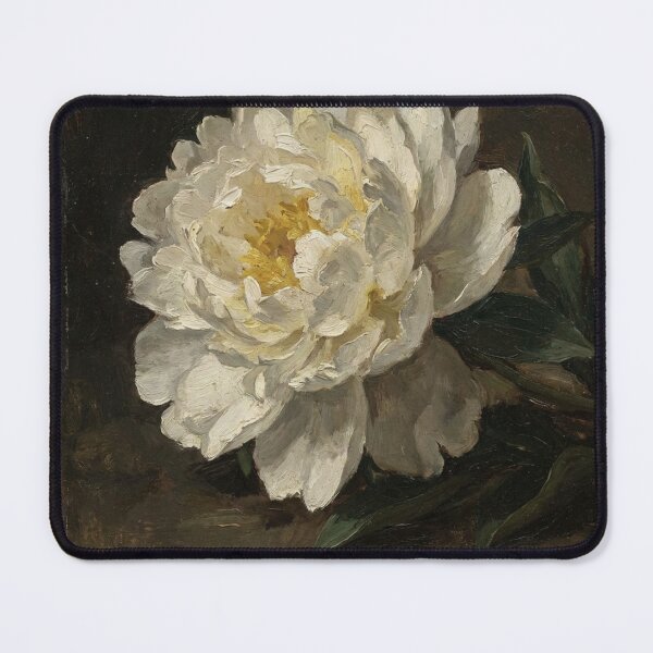 Item preview, Realistic White Peony Macro Oil Painting Courbet Style Art designed and sold by OddlySticky.