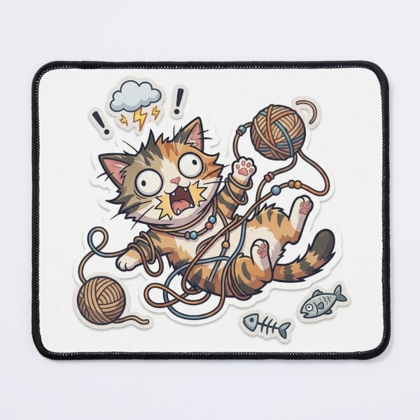 Item preview, Cute Kawaii Crazy Cat Yarn Sticker Pack | Anime Style Funny Kitten Art | Laptop Sticker | Gift for Cat Lovers designed and sold by Chipkooo.