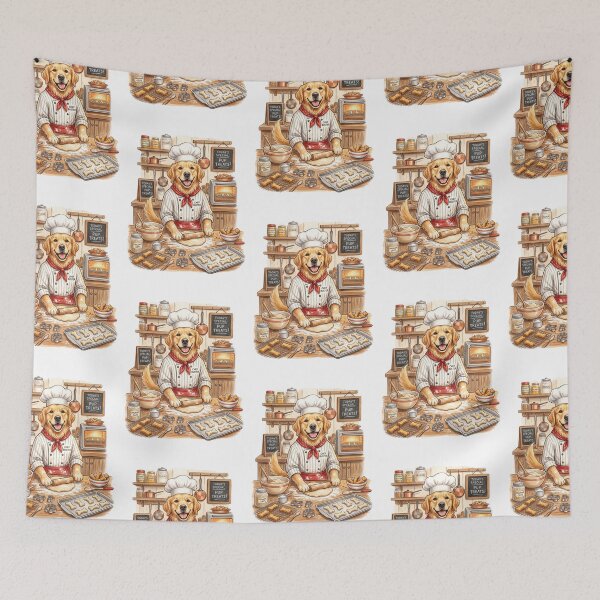 Item preview, Golden Chef: Gourmet Retriever Baking Dog Treats on White designed and sold by PictoVibe.