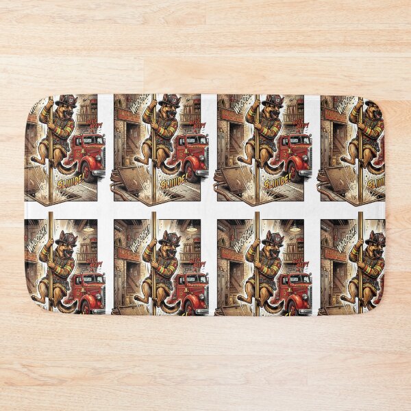 Item preview, Brave Firefighter: German Shepherd in Action on White designed and sold by PictoVibe.