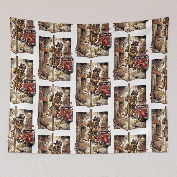 Item preview, Brave Firefighter: German Shepherd in Action on White designed and sold by PictoVibe.