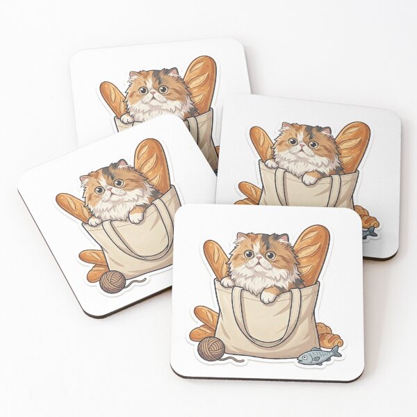 Item preview, Cute Kawaii Cat Baguette Tote Bag Sticker Pack | Anime Style Bakery Art | Laptop Sticker | Gift for Cat Lovers designed and sold by Chipkooo.