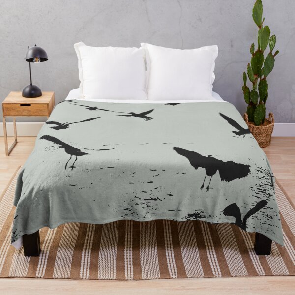 Item preview, Silhouette Of A Flock Of Seagulls Scavenging Black designed and sold by taiche.