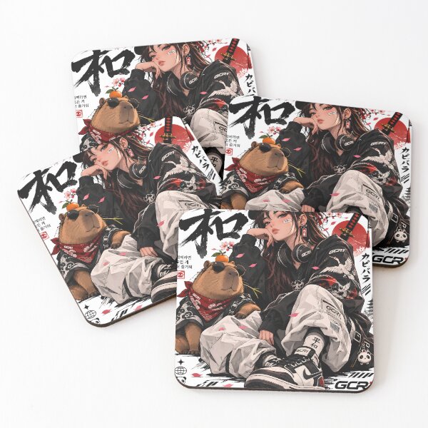 Item preview, GCR1 Harmony Street | Japanese Anime Girl & Capybara designed and sold by GCR1.