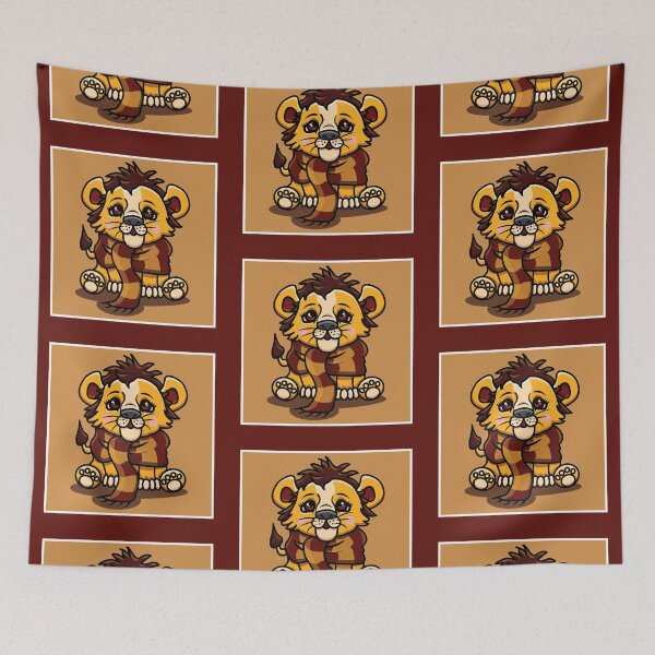 Item preview, Lion Red and Gold Scarf Square designed and sold by colormemaroon.