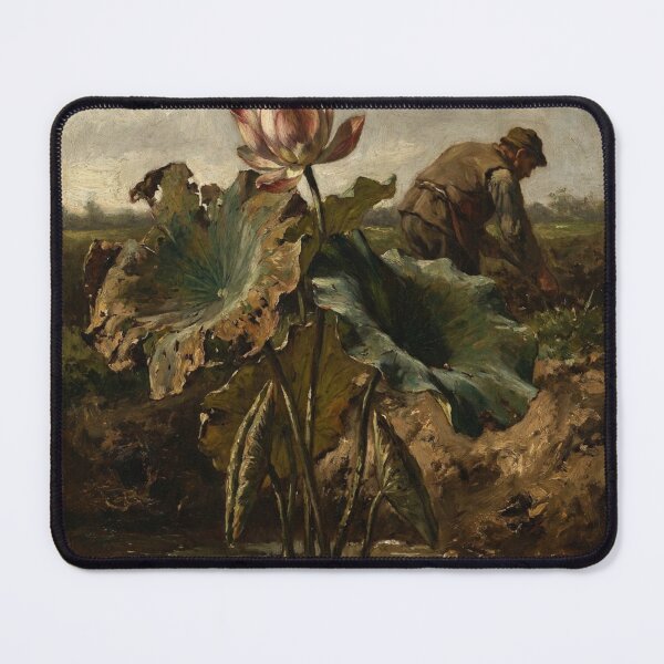 Item preview, Minimalist Lotus Flower Painting in Gustave Courbet Realism Style designed and sold by OddlySticky.