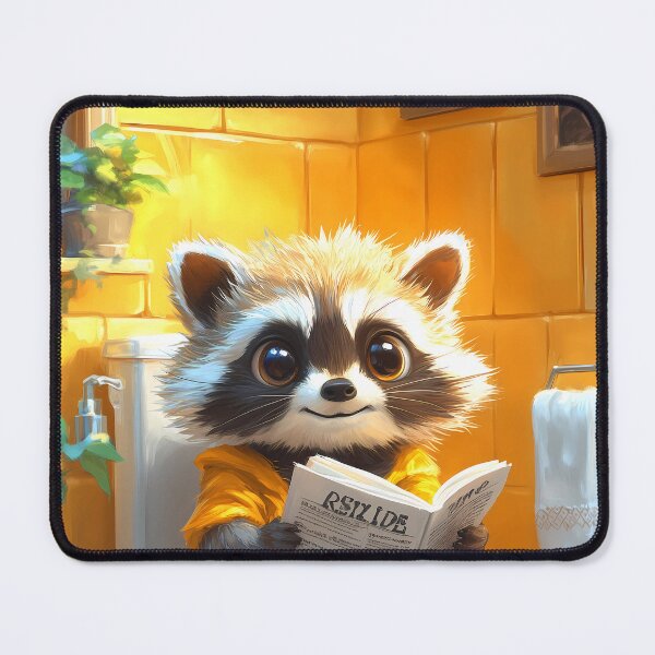 Item preview, Raccoon Bathroom Newspaper Reader Cute Cartoon Cozy Humor designed and sold by mildaclairmo.