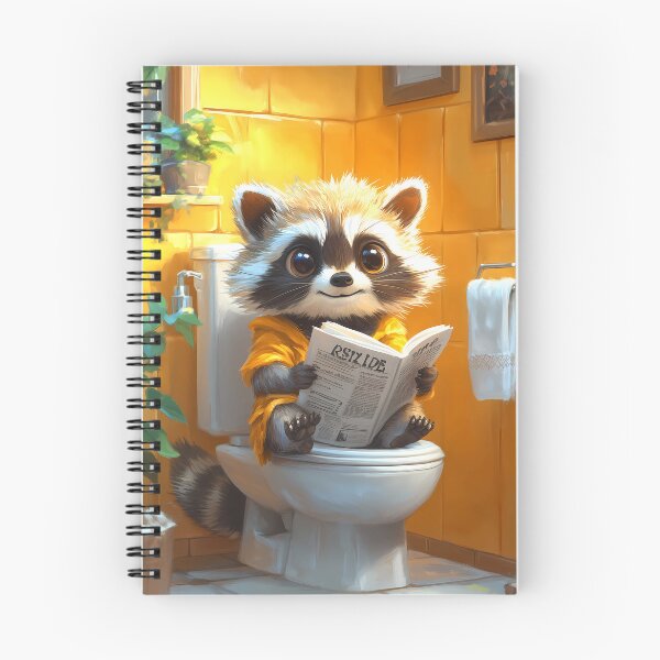 Item preview, Raccoon Bathroom Newspaper Reader Cute Cartoon Cozy Humor designed and sold by mildaclairmo.