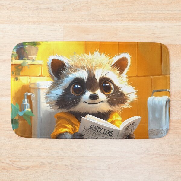 Item preview, Raccoon Bathroom Newspaper Reader Cute Cartoon Cozy Humor designed and sold by mildaclairmo.