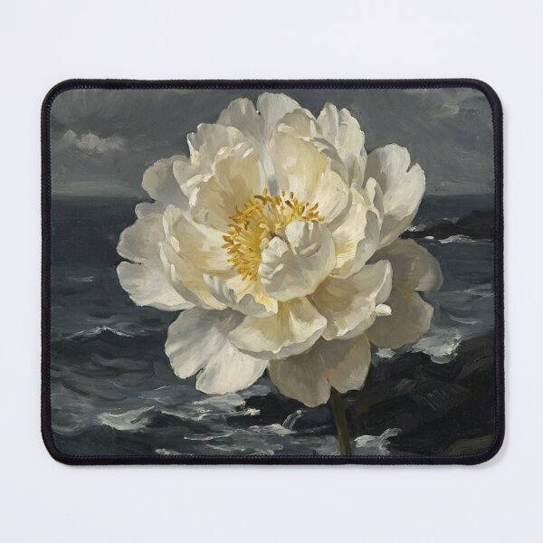 Item preview, Minimalist White Peony Flower Macro Painting in Homer Realism Style designed and sold by OddlySticky.