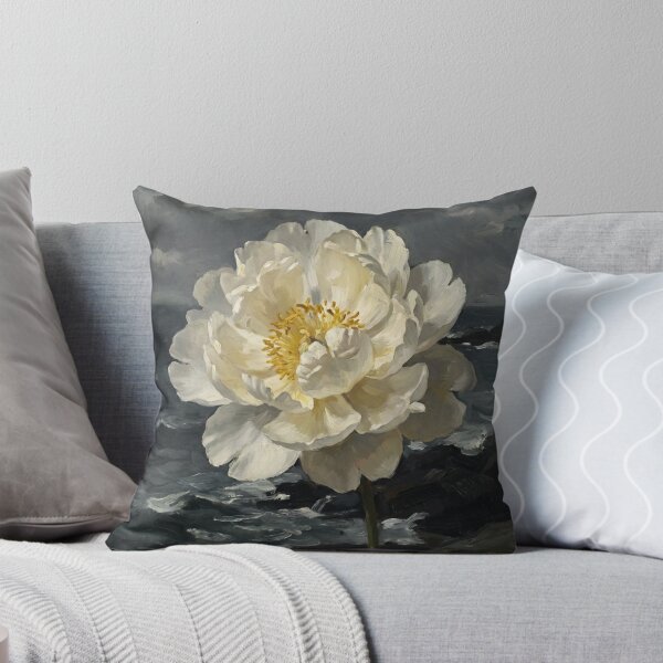 Item preview, Minimalist White Peony Flower Macro Painting in Homer Realism Style designed and sold by OddlySticky.
