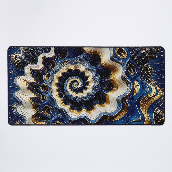 Aperçu de l'œuvre Spirale complexe dorée et bleue créée et vendue par Vicky Brago-Mitchell®.