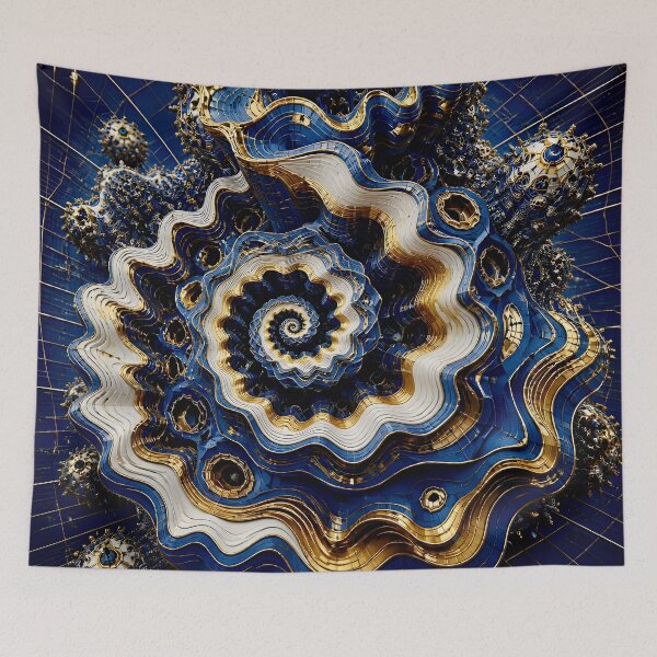 Item preview, Intricate Gold and Blue Spiral designed and sold by Vicky Brago-Mitchell®.