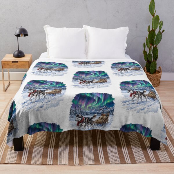 Item preview, Arctic Guardian: Siberian Husky and the Northern Lights designed and sold by PictoVibe.