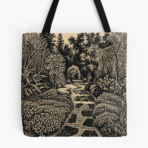 Item preview, Stone Garden Path | Botanical Linocut designed and sold by Linoluca.