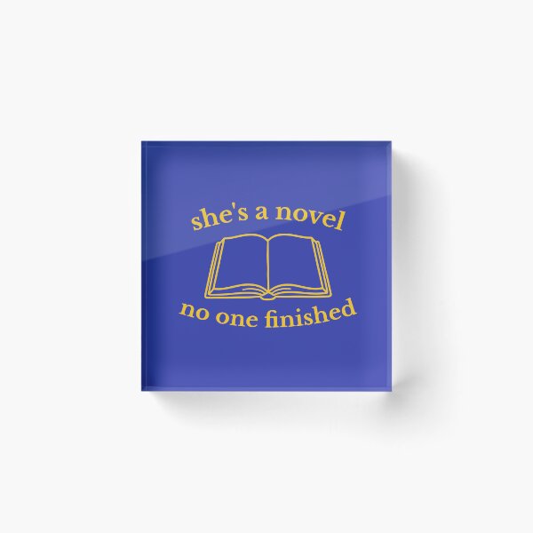 Item preview, She's a Novel No One Finished — Blue Gold Book Quote | Bookish Gift, Literary Feminist Art Print designed and sold by ArtofDari.